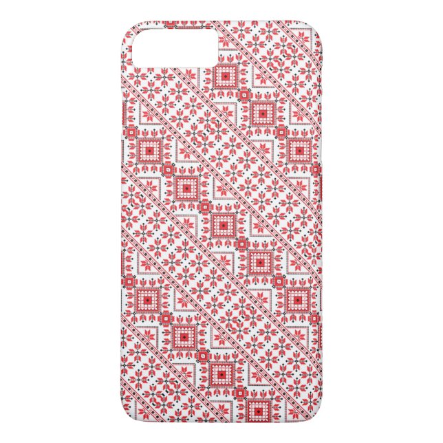 Niedliches, rot dekoratives ukrainisches Muster Case-Mate iPhone Hülle (Rückseite)