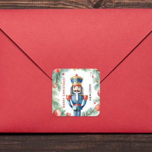 Niedliches Rot-Grün-Weihnachtscreme Quadratischer Aufkleber