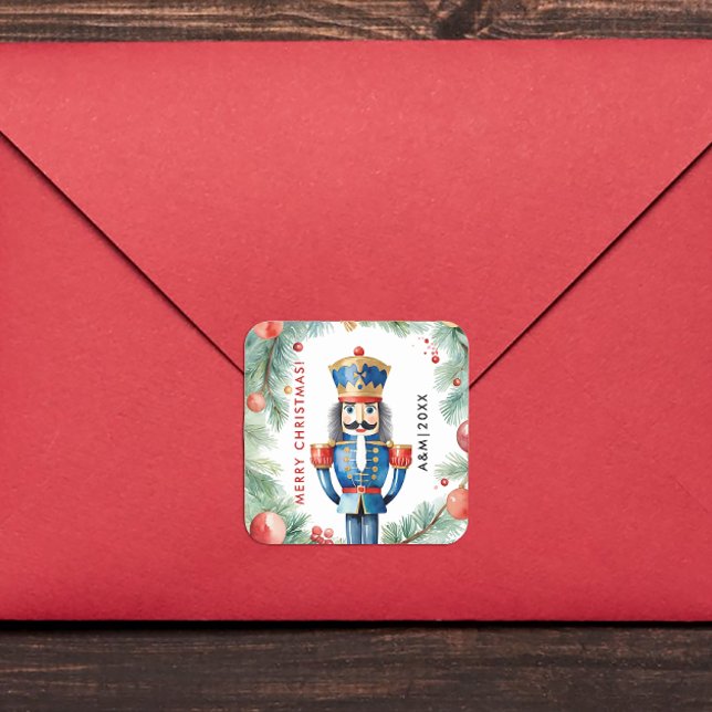 Niedliches Rot-Grün-Weihnachtscreme Quadratischer Aufkleber (Von Creator hochgeladen)