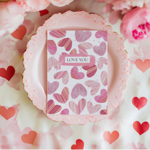 Niedliches Rot-Rot-Rosa-Herz-Foto Feiertagskarte