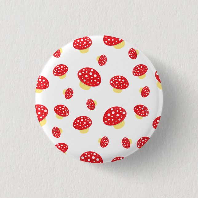 Niedliches Rot-Spott-Toadstool-Pilzmuster Button (Vorderseite)