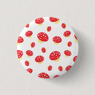 Niedliches Rot-Spott-Toadstool-Pilzmuster Button