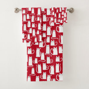 Niedliches Rot und Weiß Badhandtuch Set