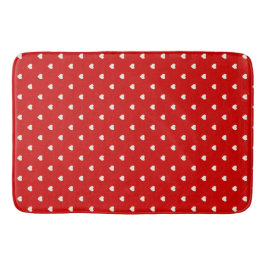 Niedliches Rot-Weiß-Polka-Dot-Herzmuster Badematte