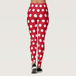 Niedliches Rot-Weiß-Polka-Dottern-Muster Leggings