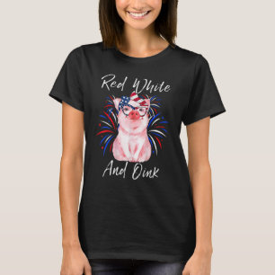 Niedliches Rot-Weiß-Rosa-Schwein 4. Juli US-amerik T-Shirt