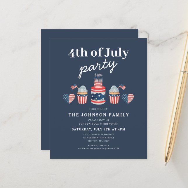 Niedliches Rot-Weiß und Blau 4. Juli Party (Vorderseite/Rückseite Beispiel)