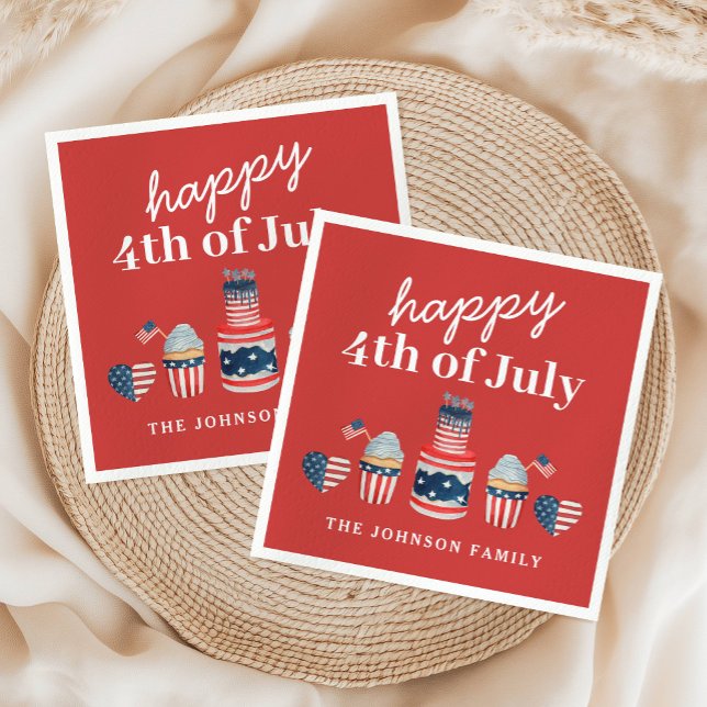 Niedliches Rot-Weiß und Blau 4. Juli Party Serviette (Cute Red White And Blue 4th Of July Party Napkins)