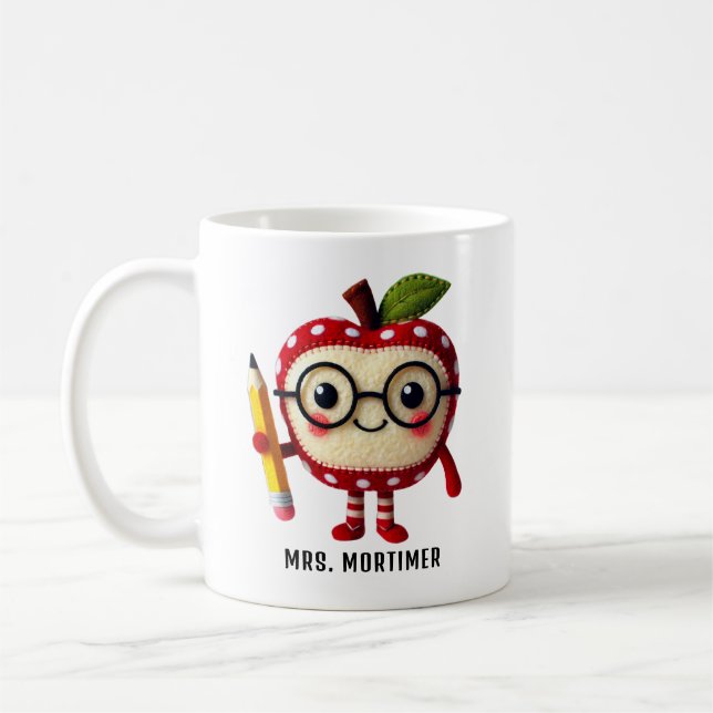 Niedliches rotes Apfelzeichen mit dem Namen des Bl Kaffeetasse (Links)