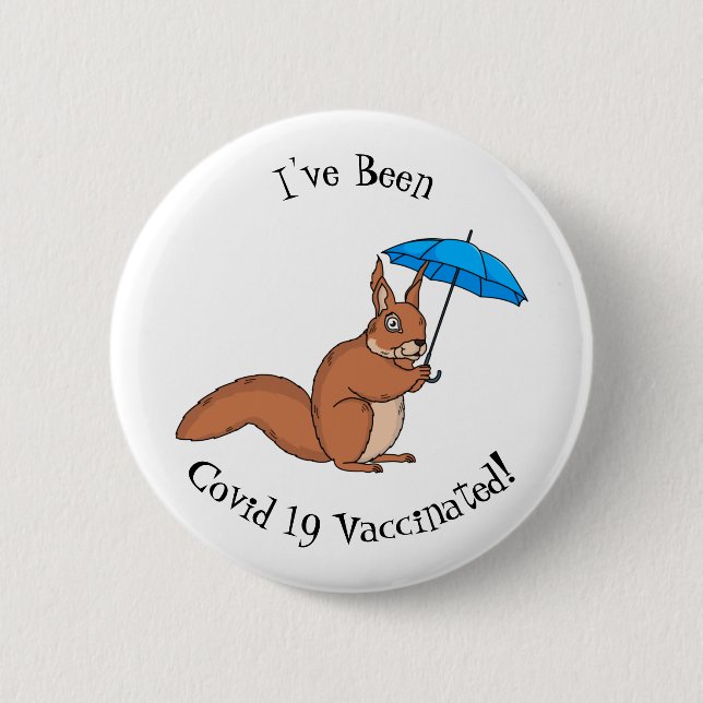 Niedliches Rotes Eichhörnchen mit Cartoon Button (Vorderseite)