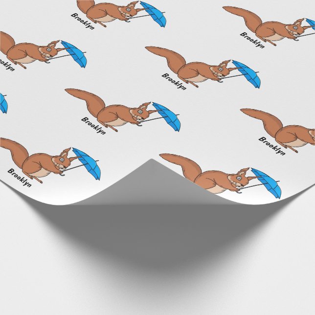 Niedliches Rotes Eichhörnchen mit Cartoon Geschenkpapier (Ecke)