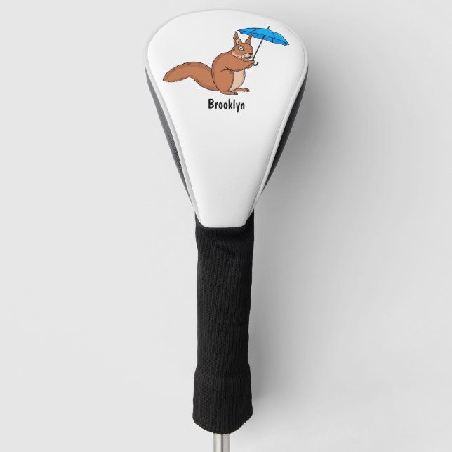 Niedliches Rotes Eichhörnchen mit Cartoon Golf Headcover (Vorderseite)