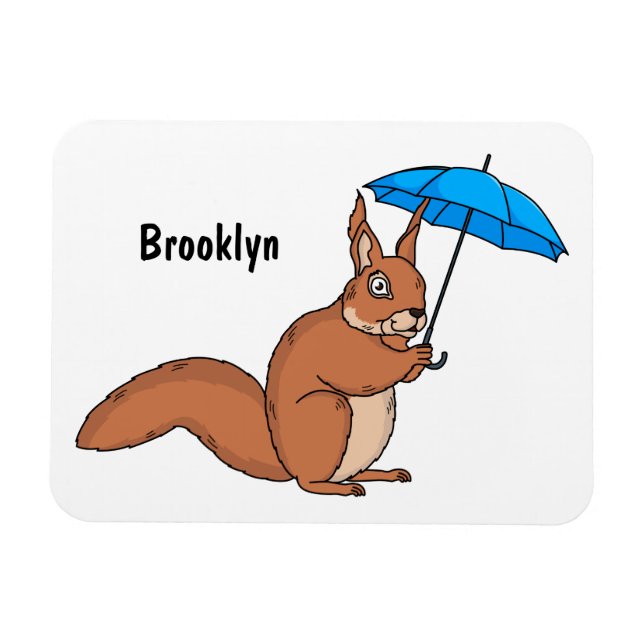 Niedliches Rotes Eichhörnchen mit Cartoon Magnet (Horizontal)