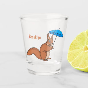 Niedliches Rotes Eichhörnchen mit Cartoon Schnapsglas