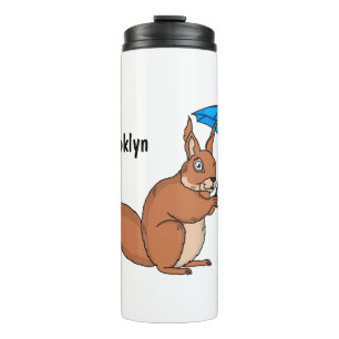 Niedliches Rotes Eichhörnchen mit Cartoon Thermosbecher