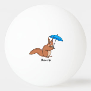 Niedliches Rotes Eichhörnchen mit Cartoon Tischtennisball