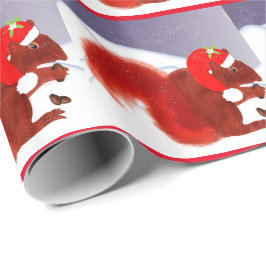 Niedliches Rotes Eichhörnchen Schneeweihnachtsfest Geschenkpapier