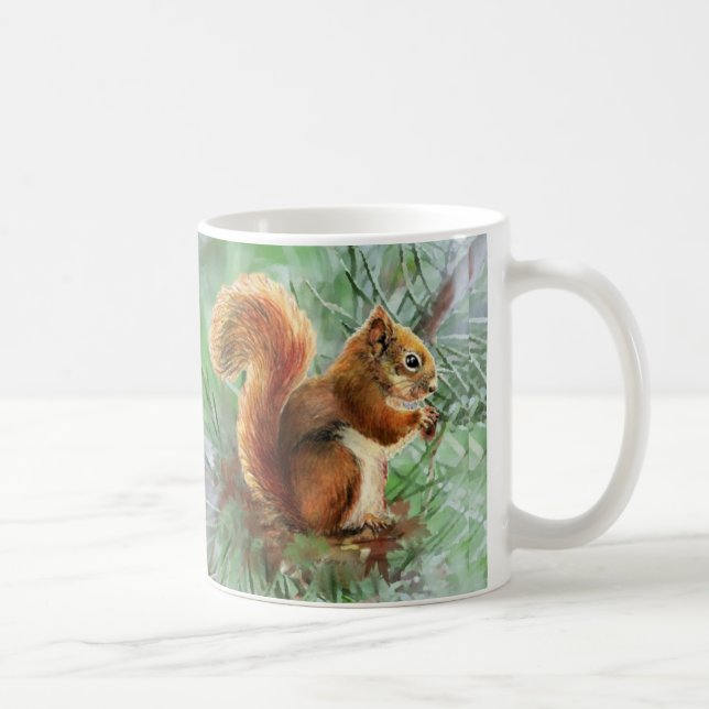 Niedliches Rotes Eichhörnchen Wasserfarbe Art Tasse (Rechts)