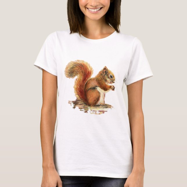 Niedliches Rotes Eichhörnchen Wasserfarbe Tierart T-Shirt (Vorderseite)