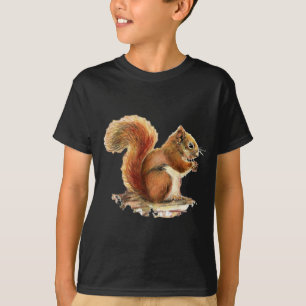 Niedliches Rotes Eichhörnchen Wasserfarbe Tierart T-Shirt