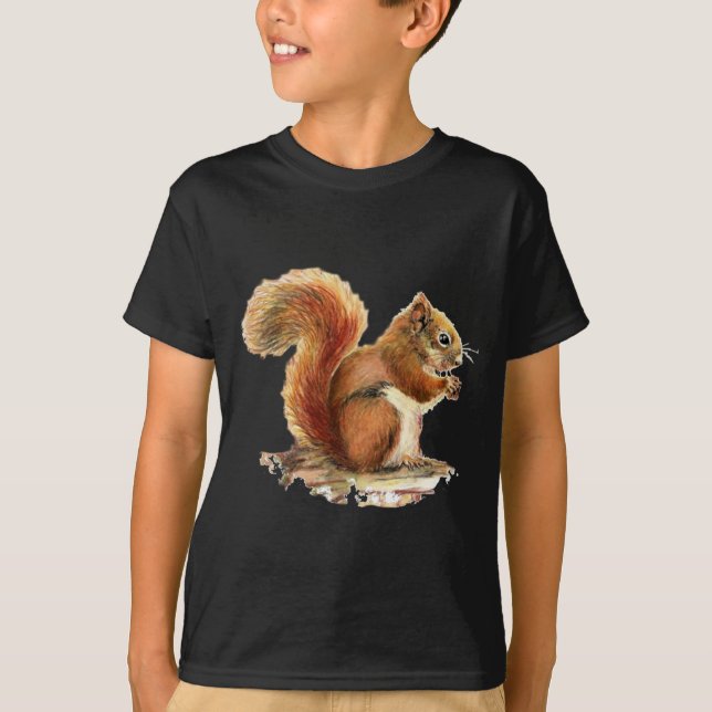 Niedliches Rotes Eichhörnchen Wasserfarbe Tierart T-Shirt (Vorderseite)
