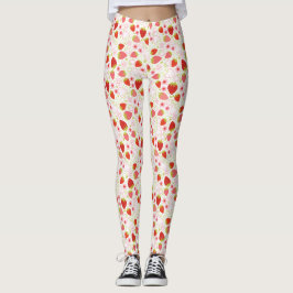 Niedliches Rotes Erdbeeren Fruchtmuster Leggings