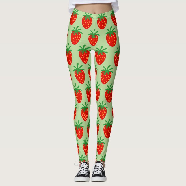 Niedliches rotes Erdbeermuster - kundenspezifische Leggings (Vorderseite)