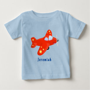 Niedliches rotes Flugzeug mit Cartoon Baby T-shirt