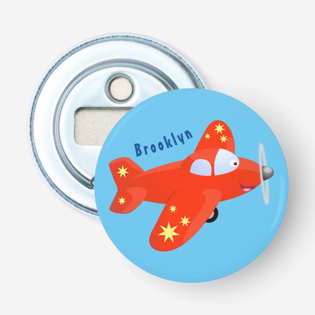 Niedliches rotes Flugzeug mit Cartoon Flaschenöffner (Vorderseite)