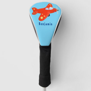 Niedliches rotes Flugzeug mit Cartoon Golf Headcover