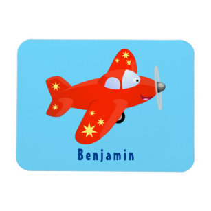 Niedliches rotes Flugzeug mit Cartoon Magnet