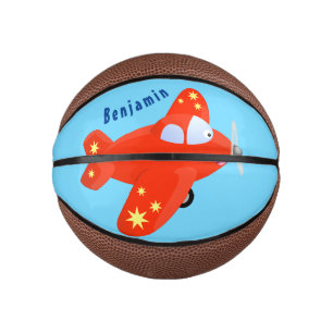 Niedliches rotes Flugzeug mit Cartoon Mini Basketball