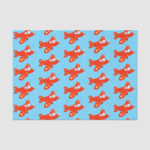 Niedliches rotes Flugzeug mit Cartoon Seidenpapier