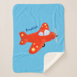 Niedliches rotes Flugzeug mit Cartoon Sherpadecke
