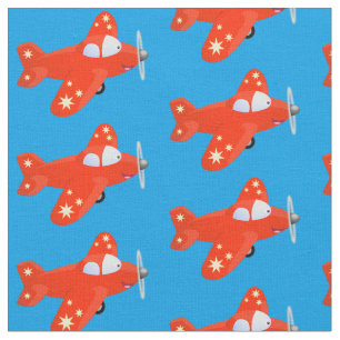 Niedliches rotes Flugzeug mit Cartoon Stoff