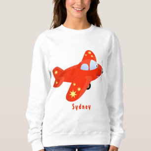 Niedliches rotes Flugzeug mit Cartoon Sweatshirt