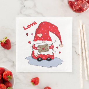 Niedliches Rotes Genom mit Herzbuch Napkins Serviette