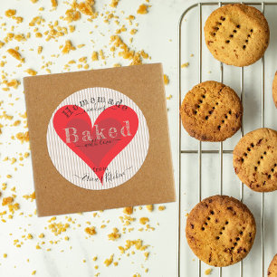 Niedliches Rotes Herz gebacken mit Liebe aus der K Runder Aufkleber