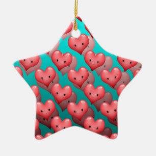 Niedliches Rotes Herz Keramik Ornament