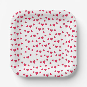 Niedliches Rotes Herz Minimalistisch Whimsical Sim Pappteller