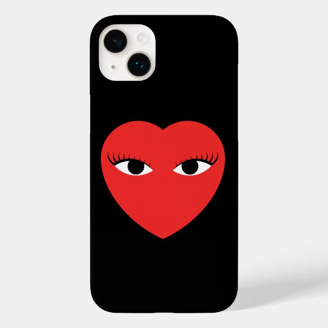 Niedliches Rotes Herz mit Eyes iPhone Case (Rückseite)