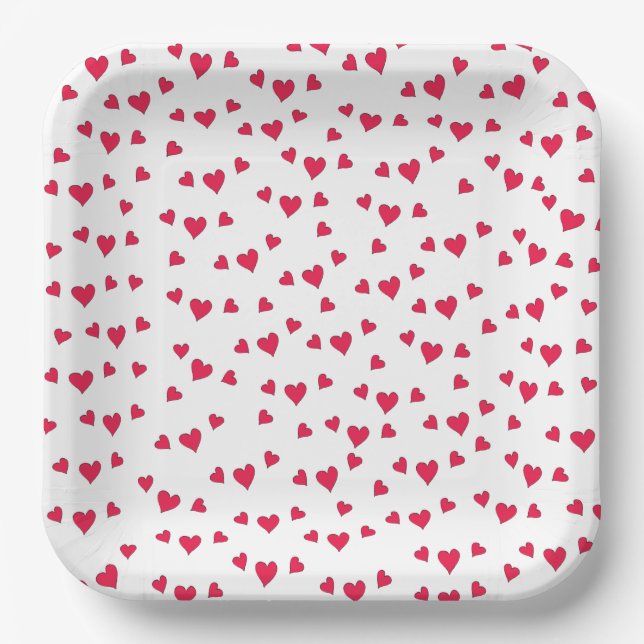Niedliches Rotes Herz Whimsical Minimalistisch Sim Pappteller (Vorderseite)
