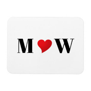 Niedliches rotes Herzklopfpaar Initialen Monogramm Magnet