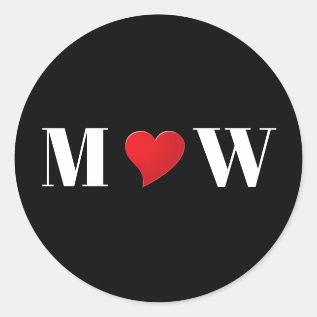 Niedliches rotes Herzklopfpaar Initialen Monogramm Runder Aufkleber (Vorderseite)