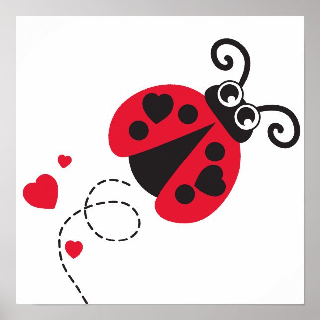 Niedliches rotes Ladybugs Kinderzimmer Poster (Vorne)