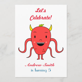 Niedliches rotes Monster Einladung
