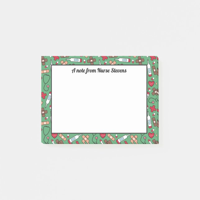 Niedliches Rotes Muster - Ein Hinweis aus der Kran Post-it Klebezettel (Vorderseite)