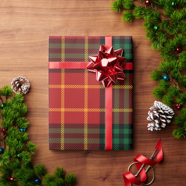 Niedliches Rotes Muster Karierte Weihnachten Geschenkpapier (Feiertagsgeschenk)