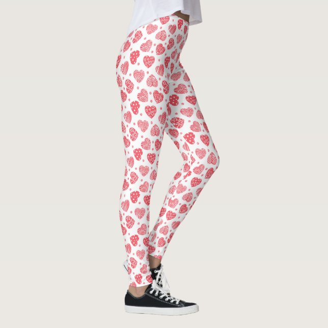 Niedliches rotes Muster Valentine Herz Leggings (Rechts)