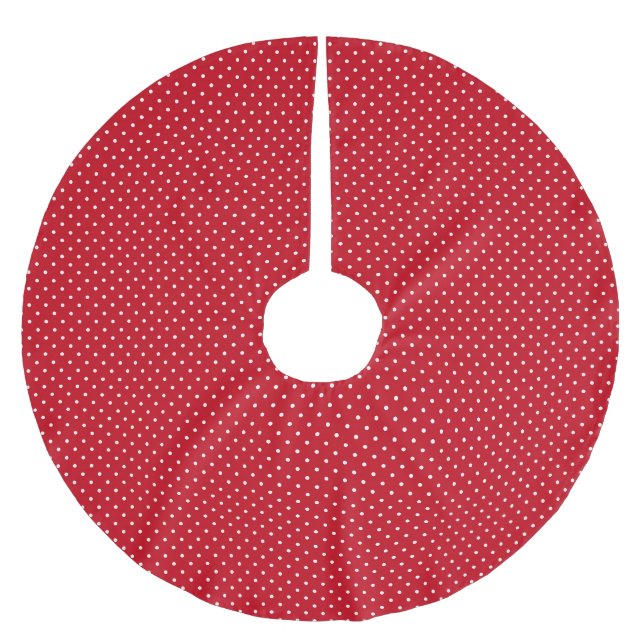 Niedliches rotes Polka Dot-Muster elegant Polyester Weihnachtsbaumdecke (Vorderseite)